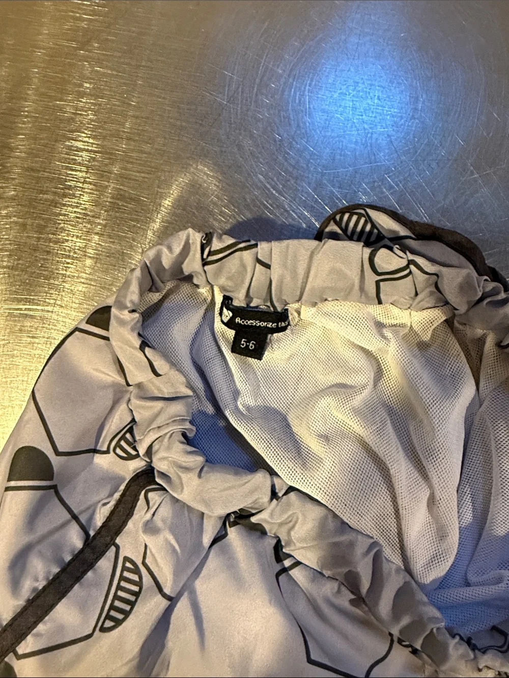 Kids' Light Gray Printed Swim Trunks with Drawstring